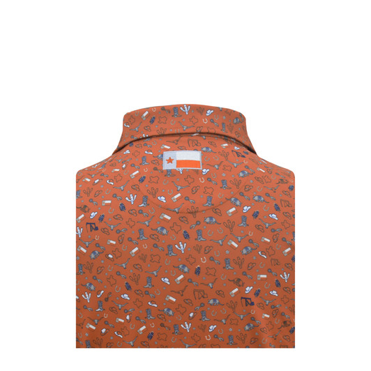 Texas Longhorns Burnt Orange State Inspired Print Polo Texas Longhorns Burnt Orange State Inspired Print Polo