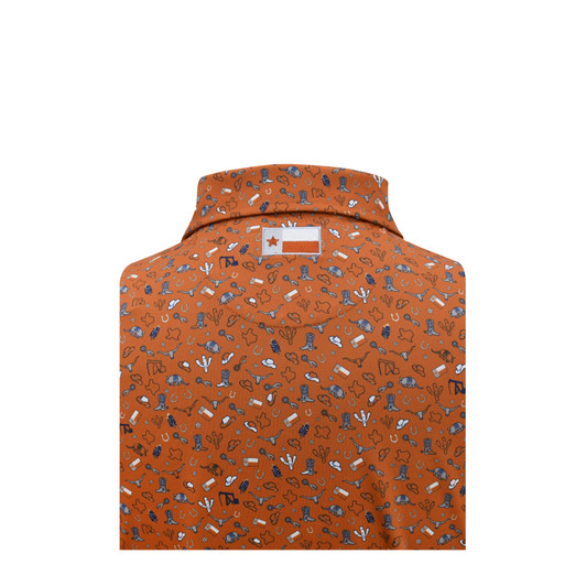 Texas Longhorns Burnt Orange State Inspired Print Polo