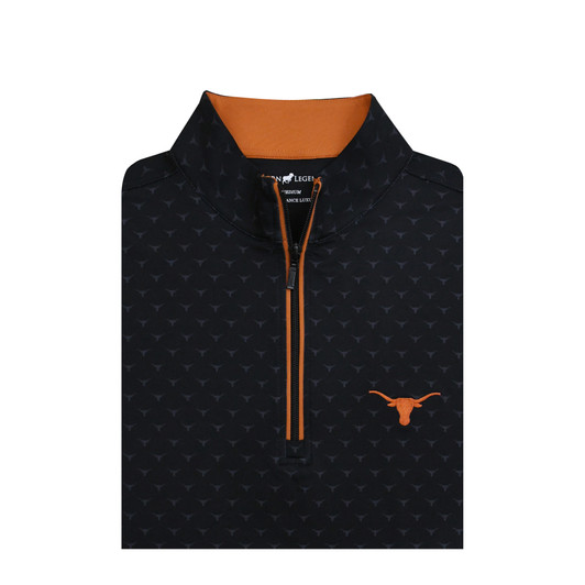 Texas Longhorns Custom Print Micro Fleece Performance Pullover - Black with Grey
