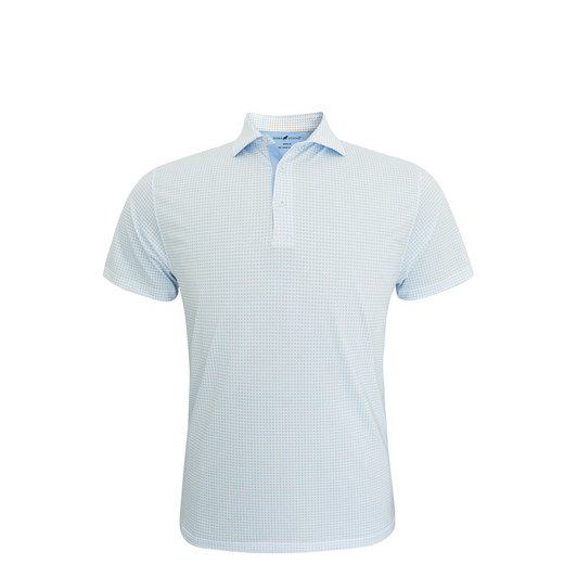 Four Square Performance Polo - White with Light Blue