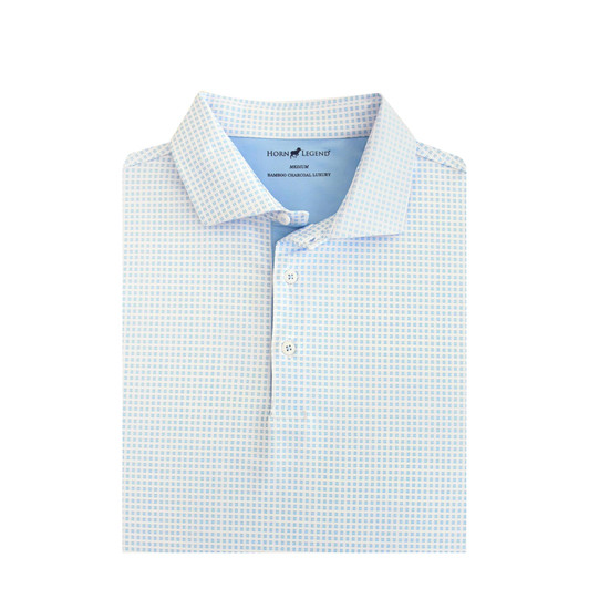 Four Square Performance Polo - White with Light Blue