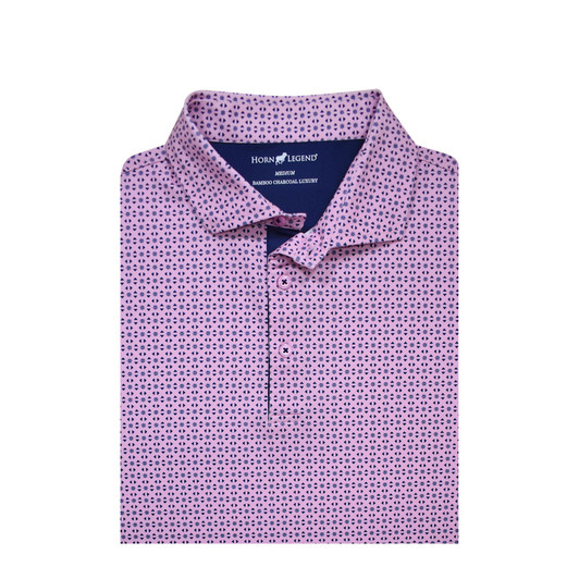 Lattice Performance Polo - Rose Quartz with Navy