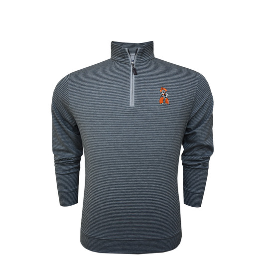Oklahoma State Pistol Pete Charcoal Heathered Stripe Cotton Pullover Oklahoma State Pistol Pete Charcoal Heathered Stripe Cotton Pullover