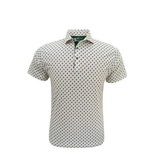 Fleur De Lis White Print Polo