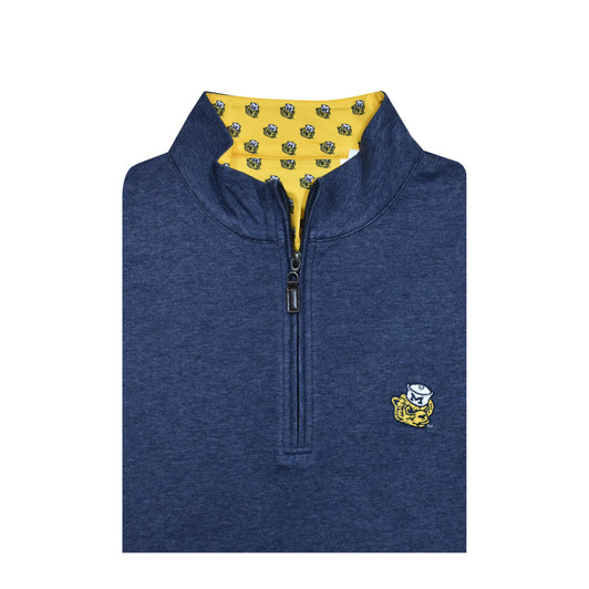 Michigan Wolverines Retro Navy Heathered Custom Trim Pullover