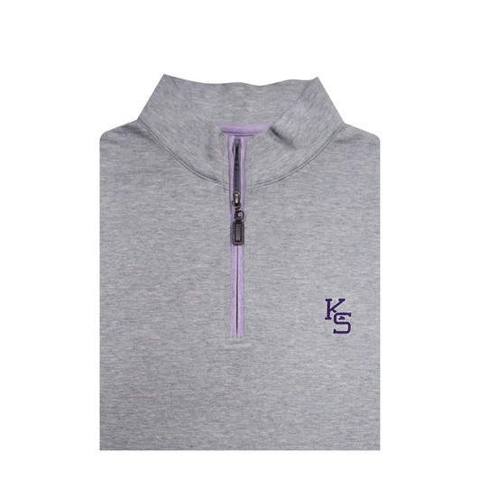Kansas State KS Grey Heathered Stripe Cotton Pullover