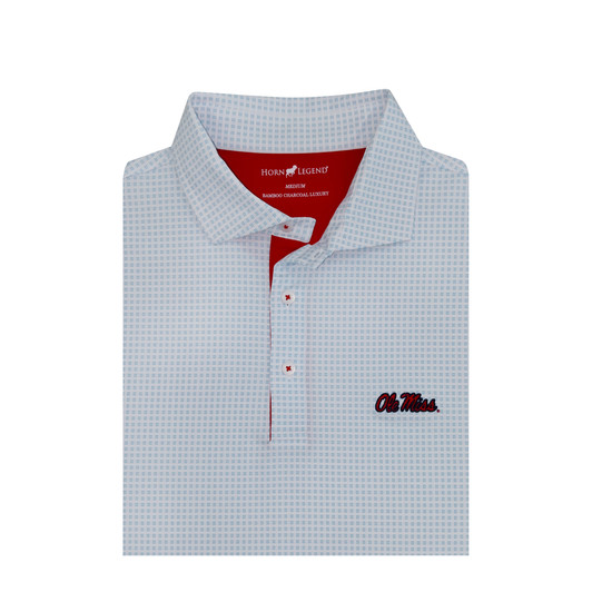 Ole Miss White and Powder Four Square Polo Ole Miss White and Powder Four Square Polo