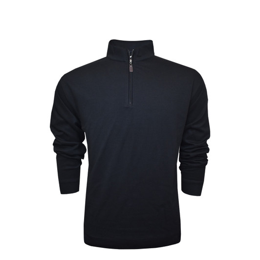 Solid Interlock Cotton Pullover - Black