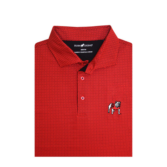 Georgia Standing Bulldog Red Spiral Polo