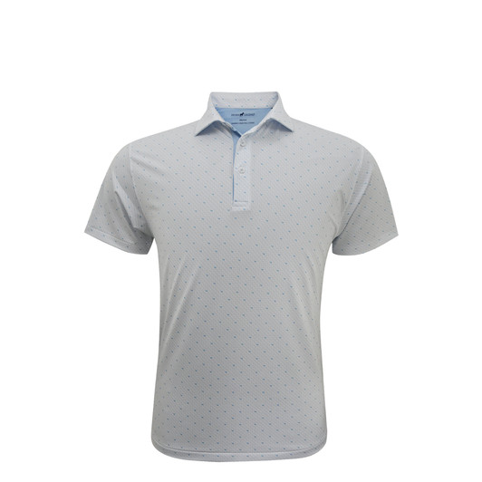 Oklahoma White and Light Blue with Flag Logo Micro State Print Polo Oklahoma White and Light Blue with Flag Logo Micro State Print Polo