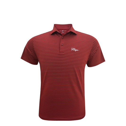 Arkansas Hogs Script 3/8 Stripe Performance Polo