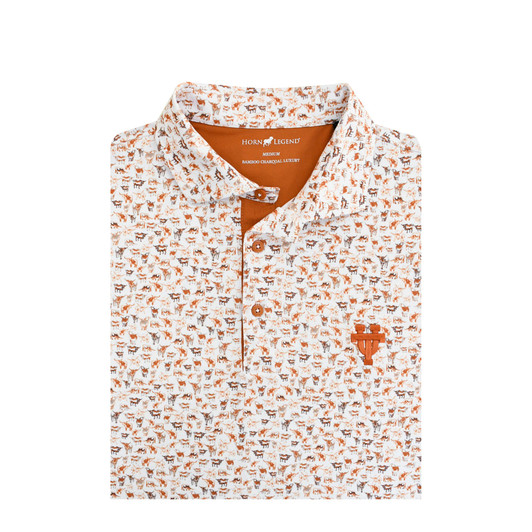 Texas Longhorns Interlock UT White Herd Print Polo
