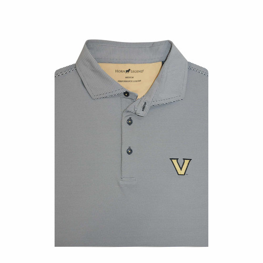 Vanderbilt Commodores Charcoal 1/24 Stripe Performance Polo Vanderbilt Commodores Charcoal 1/24 Stripe Performance Polo
