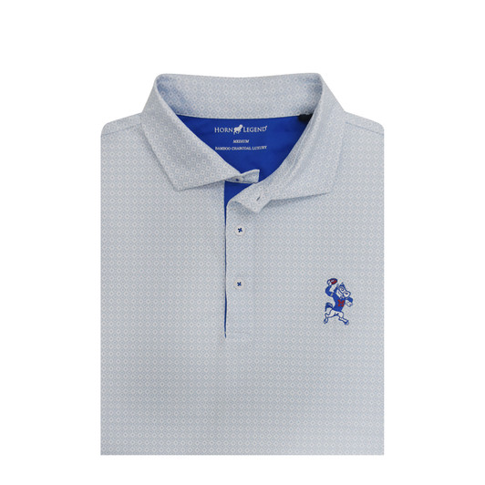 SMU Mustangs Throwing Pony White and Light Blue Henna Polo
