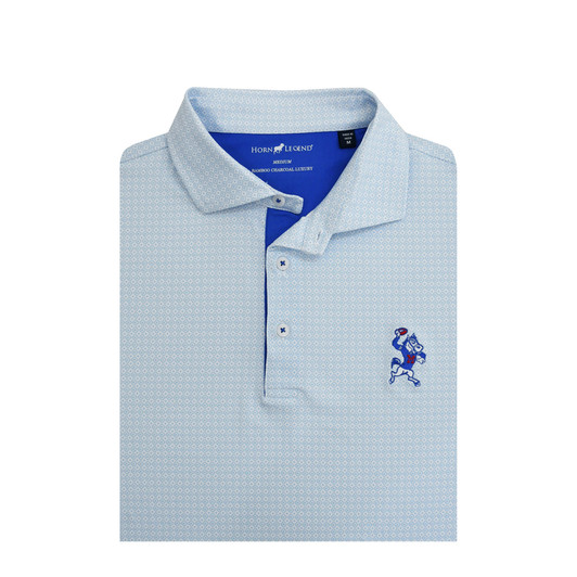 SMU Mustangs Throwing Pony White and Light Blue Henna Polo