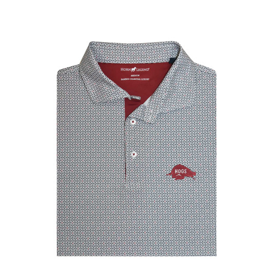 Arkansas Razorbacks Vintage 1966 White and Black Football Laces Polo