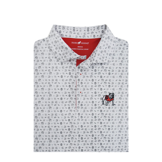 Georgia Standing Bulldog White Touchdown Print Polo