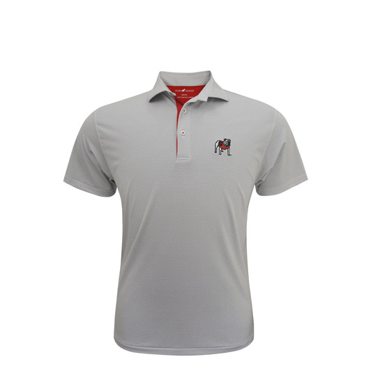 Georgia Standing Bulldog White and Grey Diamond Classic Polo