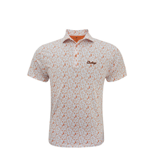 Oklahoma State Script White Cowboy Print Polo