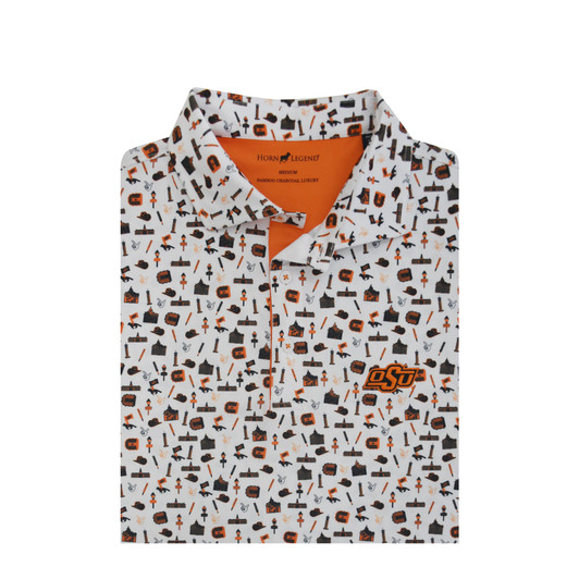 Oklahoma State Cowboys White Stillwater Print Polo