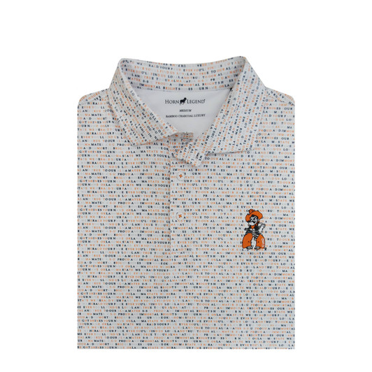 Oklahoma State Pistol Pete White Wordmark Polo