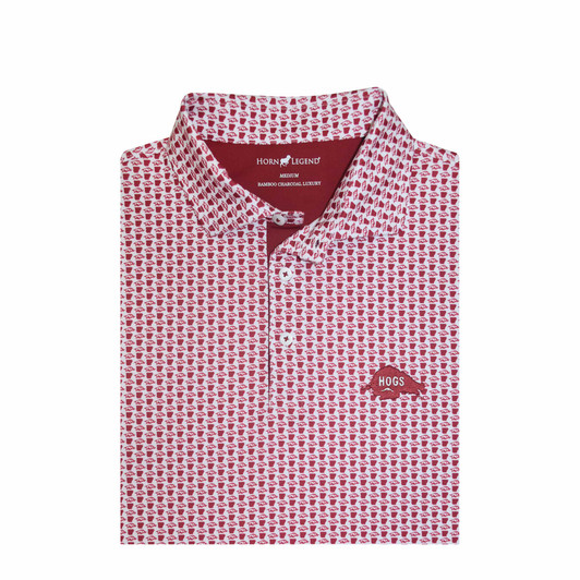 Arkansas Razorbacks Vintage 1966 State and Hog Print Polo