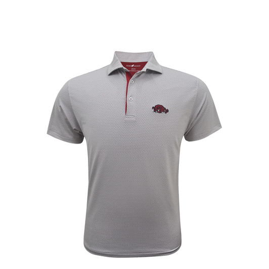 Arkansas Razorbacks Vintage Slobbering Hog White and Grey Ripple Polo