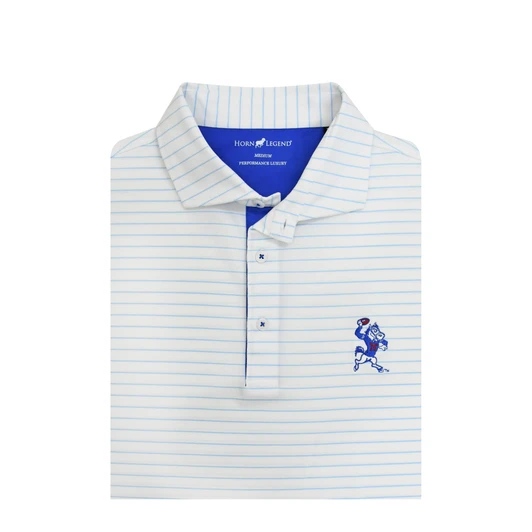 SMU Mustangs Throwing Pony White 3/8 Stripe Performance Polo