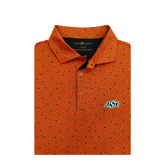 Oklahoma State Cowboys Orange Micro State Print Polo