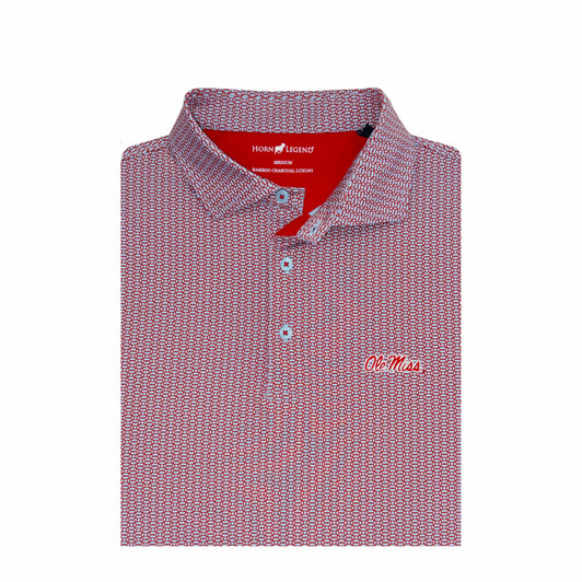 Ole Miss Red and Powder Blue Spiral Polo