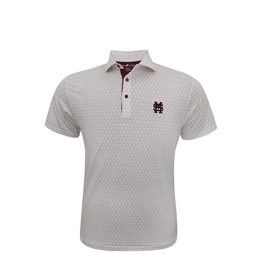 Mississippi State White State Outline Polo