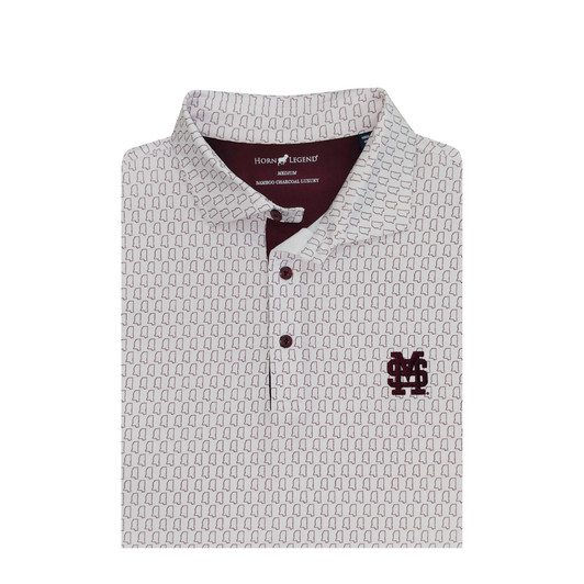 Mississippi State White State Outline Polo