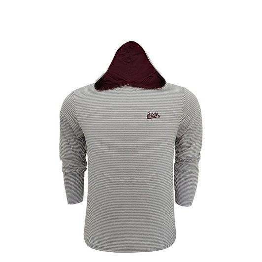 Mississippi State Script Grey Heather Stripe Performance Hoodie