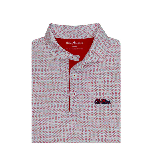 Ole Miss Rebels Powder and Red Aztec Polo