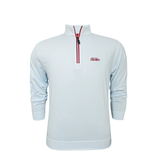 Ole Miss White with Powder Script Shepherd PrestigeZip Pullover