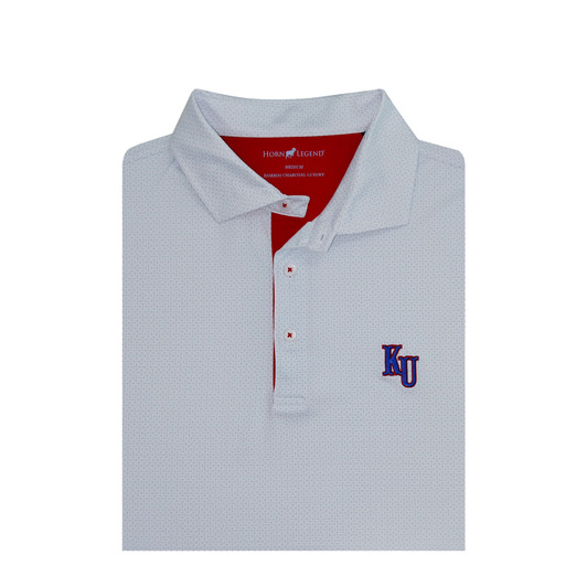 Kansas Jayhawks KU White and Light Blue Football Laces Polo
