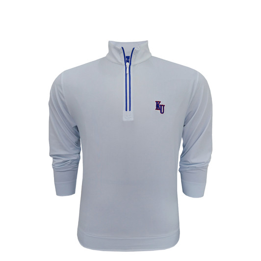 Kansas Jayhawks KU White and Light Blue Shepherd Pullover