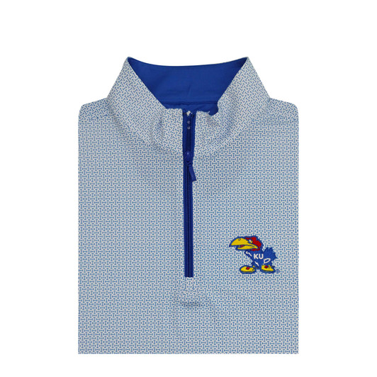 Kansas Jayhawks Vintage White and Blue Football Laces Pullover