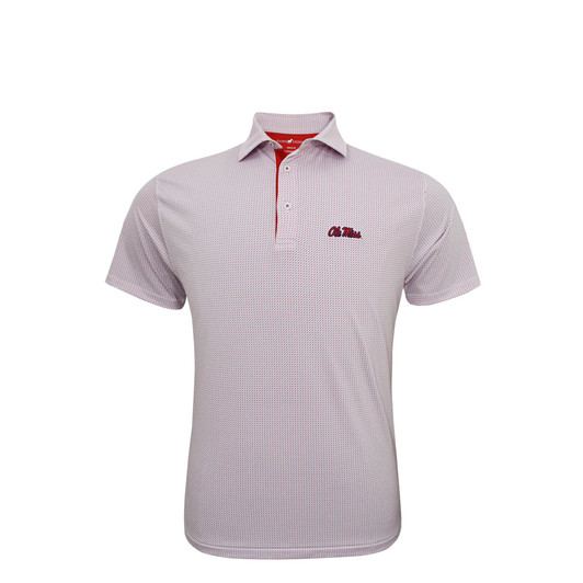 Ole Miss Crossways Polo - White with Red & Powder Blue