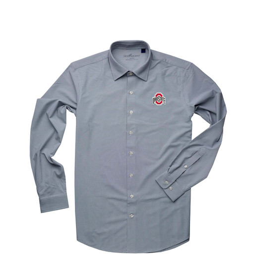 Ohio State Black Uptown Spread Collar Hidden Button Performance Woven