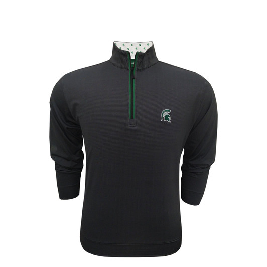 Michigan State Spartans Black Custom Collar Pin Dot Stripe Pullover Michigan State Spartans Black Custom Collar Pin Dot Stripe Pullover