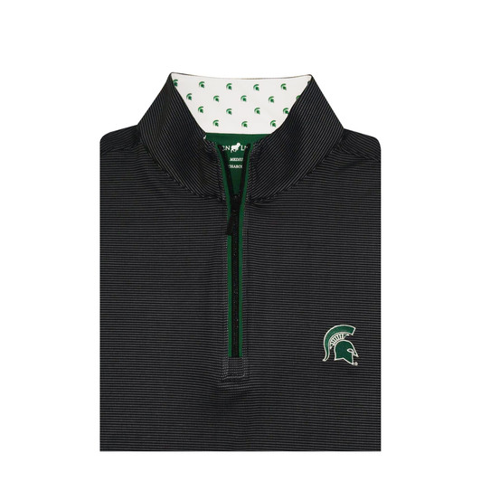 Michigan State Spartans Black Custom Collar Pin Dot Stripe Pullover Michigan State Spartans Black Custom Collar Pin Dot Stripe Pullover