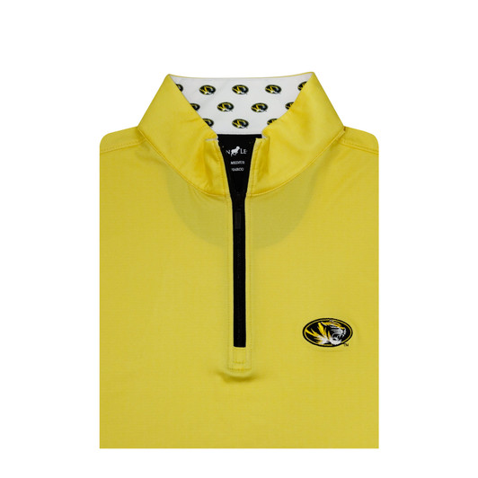 Missouri Tigers Gold Custom Collar Birdseye Performance Pullover