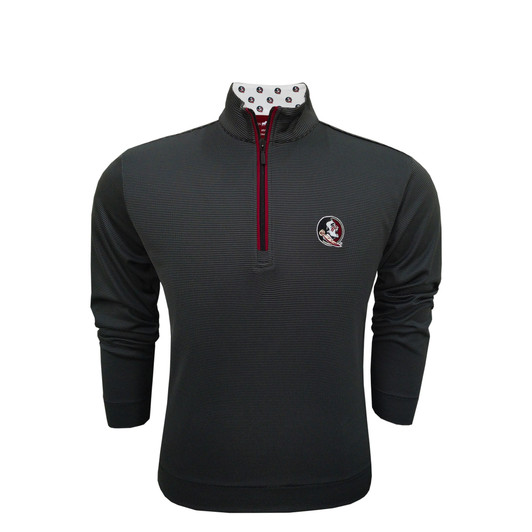 Florida State Black Logo Collar Pin Dot Stripe Pullover