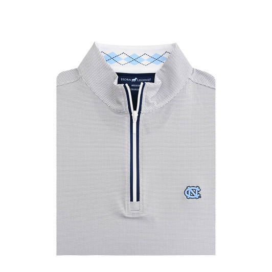 North Carolina Tar Heels White and Navy Argyle Collar Pin Dot Stripe Pullover