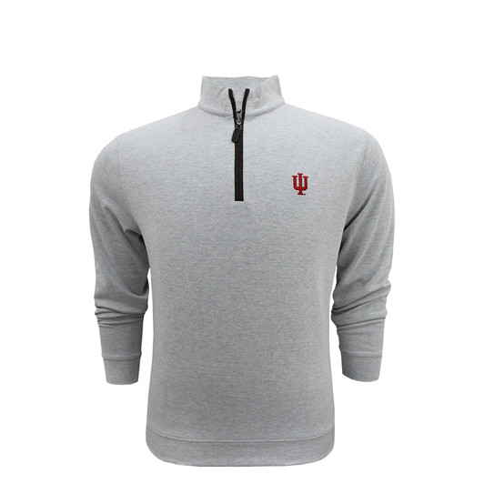 Indiana Hoosiers Pristine Grey Suede Zip Cotton Pullover