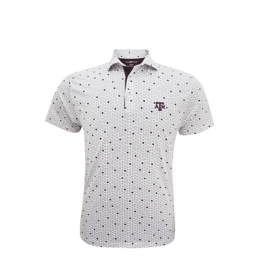 Texas A&M White Micro State Print Polo