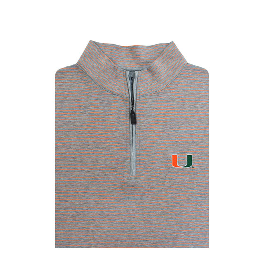 Miami Hurricanes Pearl Grey and Orange Heathered Stripe Cotton Pullover