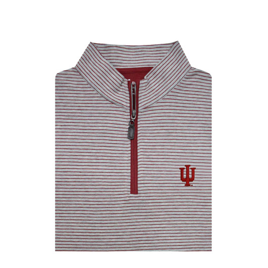 Indiana Hoosiers Heisman Crimson and Grey Heathered Stripe Cotton Pullover
