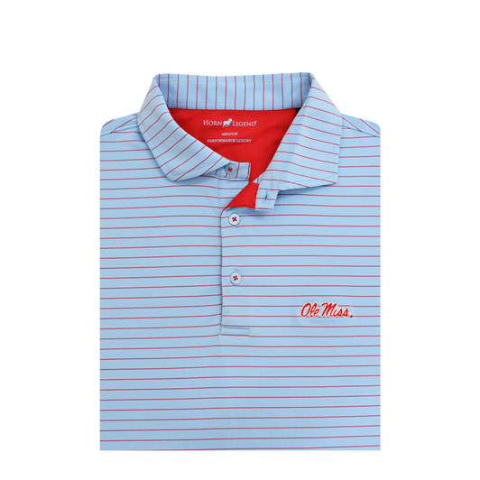 Ole Miss Powder Blue 3/8 Stripe Performance Polo